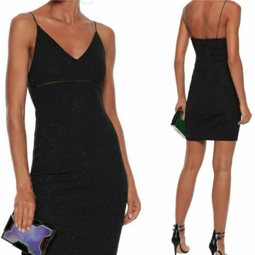 Alice + Olivia Black Glitter Mini Dress